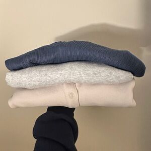 Abercrombie & Fitch Bundle 3 Long Sleeve Cozy Lounge Knit Oversized Henley Tops